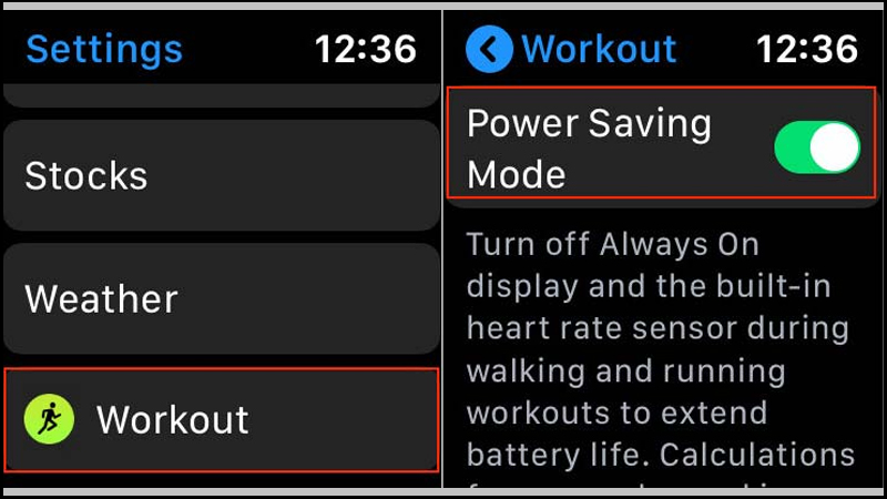 Chế độ tiết kiệm khi luyện tập thể thao Apple Watch
