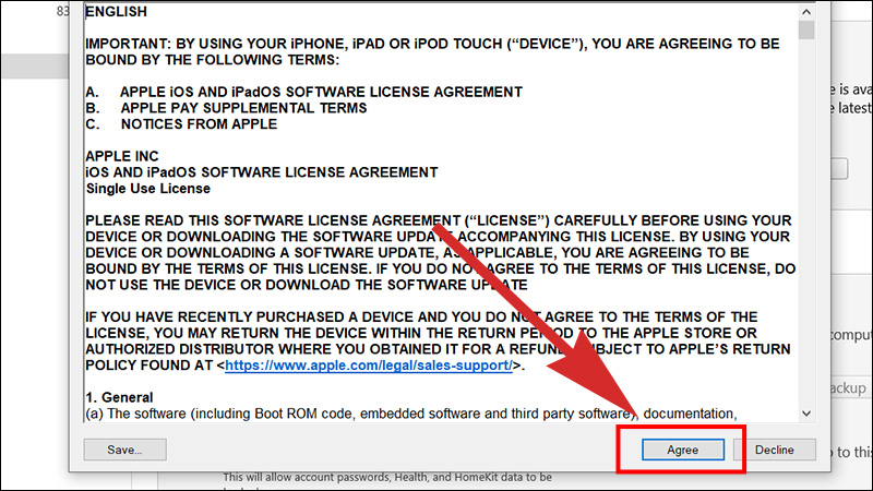 Đồng ý với các điều khoản của Apple
